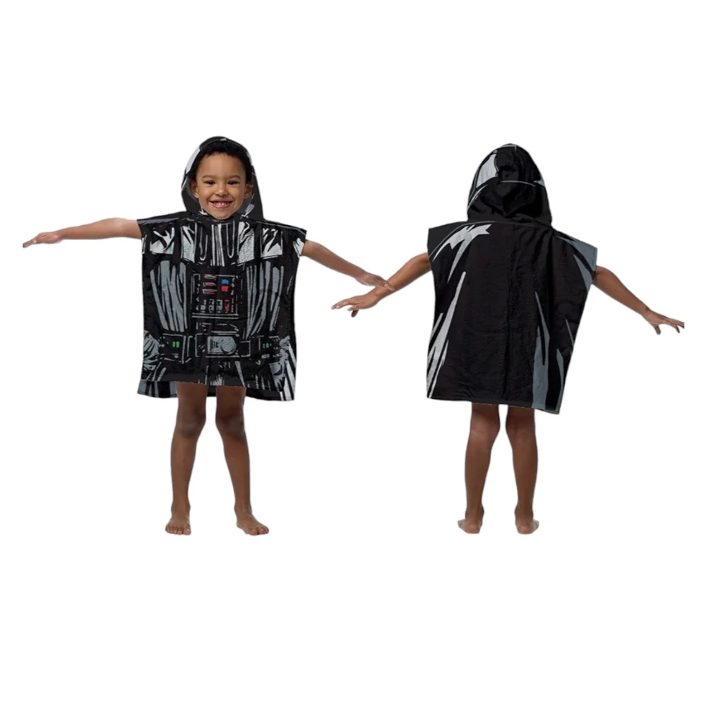 Disney Star Wars Kids Darth Vader 100% Cotton Hooded Poncho Towel, 22